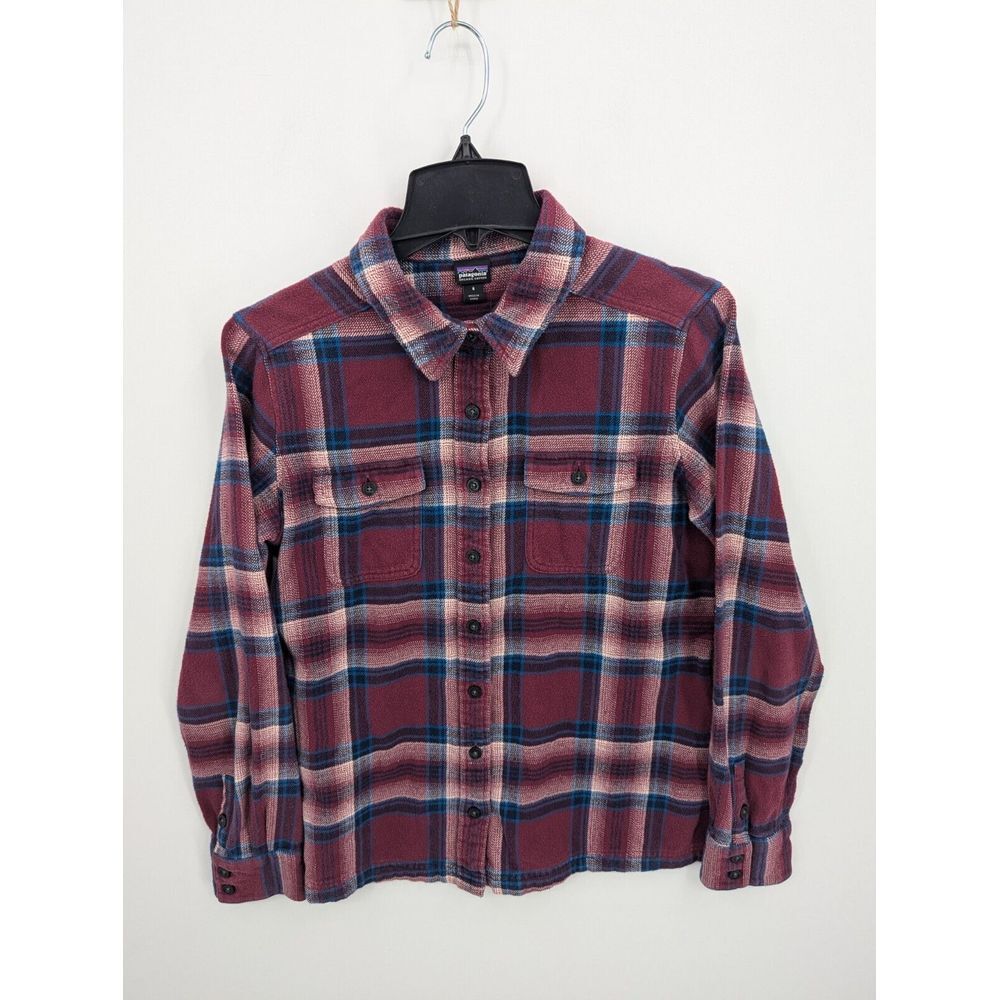 Patagonia Organic Cotton Fjord Plaid Flannel Button Up Shirt Women's Size 6